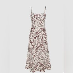CIDER Woven Cami White Floral  Tie Back Midi Dress Size XS Botanical